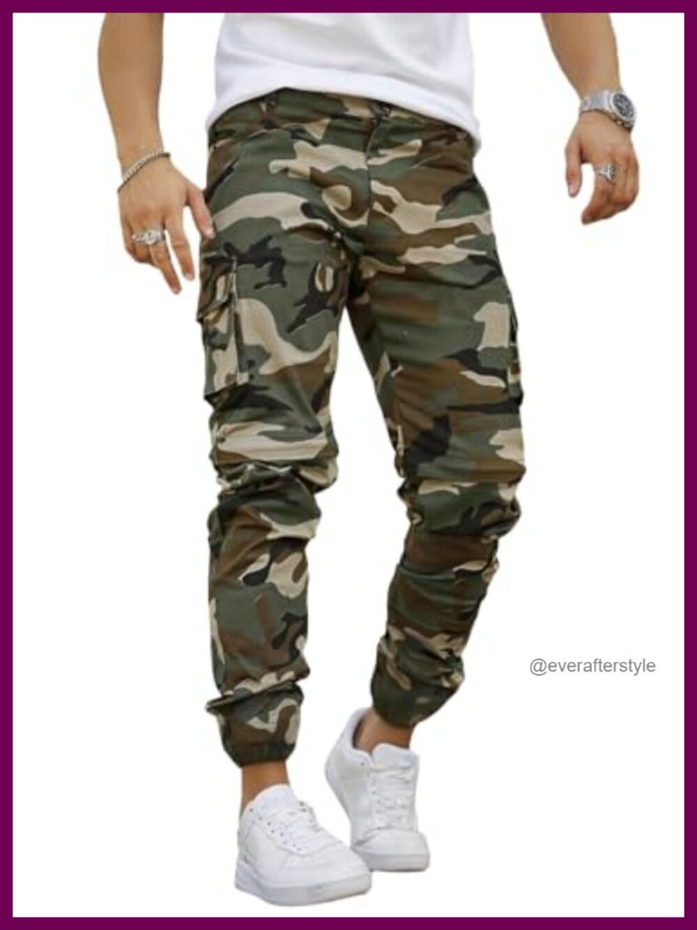 Men's Slim Fit Stretch Cargo Joggers Tapered Heavyweight Cotton